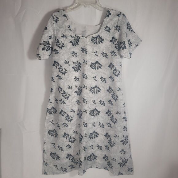 Unbranded Tops - Handmade Artisinal Bohemian Floral Tunic Top Or Dress Short Sleeve White Black M